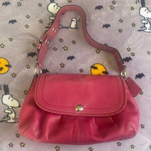 COACH Soho Pink Leather Pleated Hobo Shoulder Purse Bag #J0973-F13729